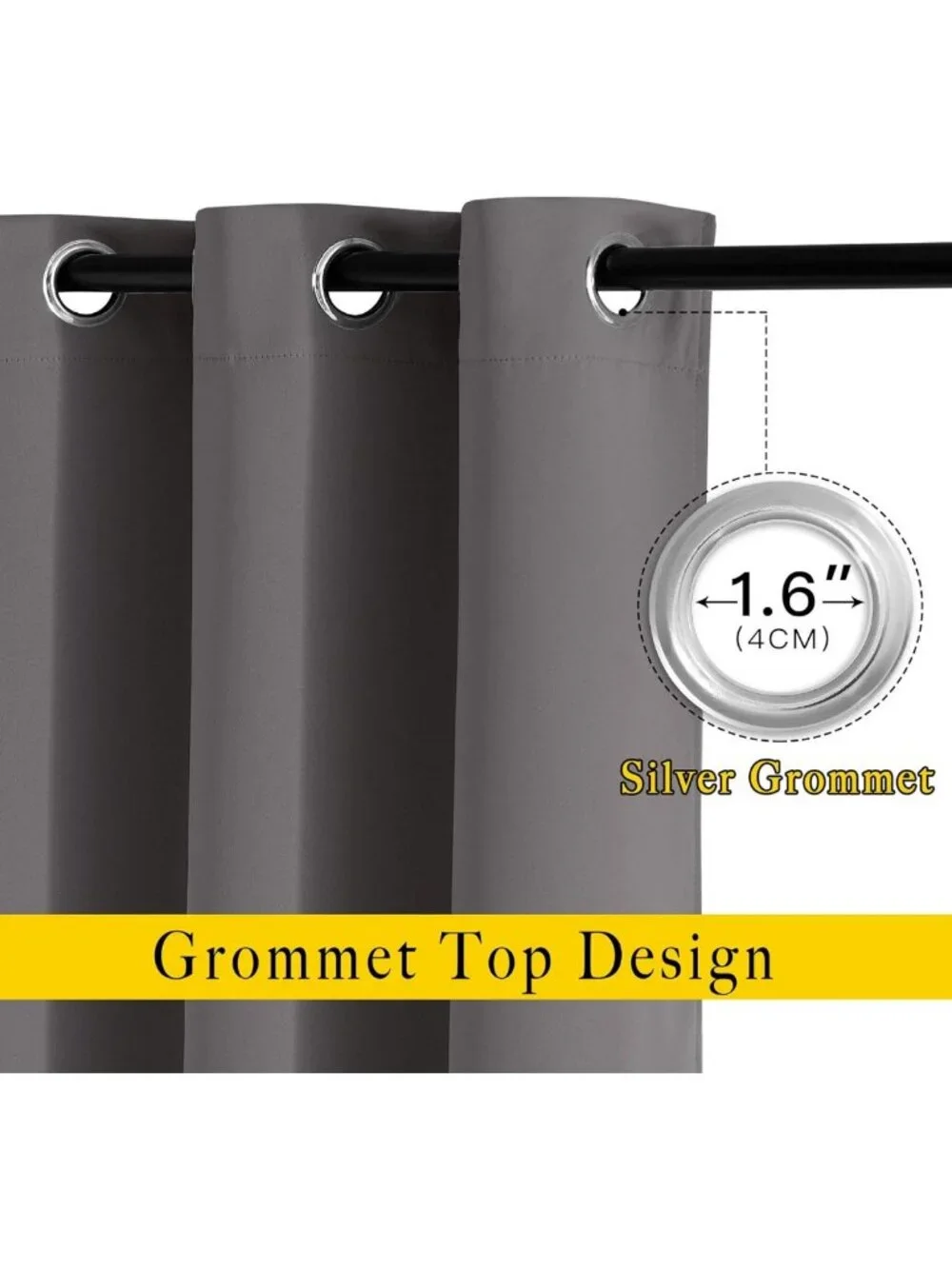 84-Inch Grey Blackout Curtains for Bedroom, 2 Panels, Energy Efficient & Stylish